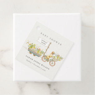 Locally Grown Golden Retriever Floral Baby Shower Favor Tags