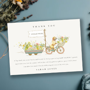 Locally Grown Golden Retriever Floral Baby Shower Thank You Card