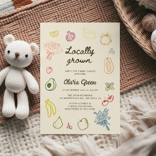 Locally Grown Hand Drawn Baby Shower Invitation