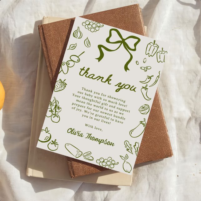 Locally Grown Hand Drawn Baby Shower Thank You Card (Creator Uploaded)