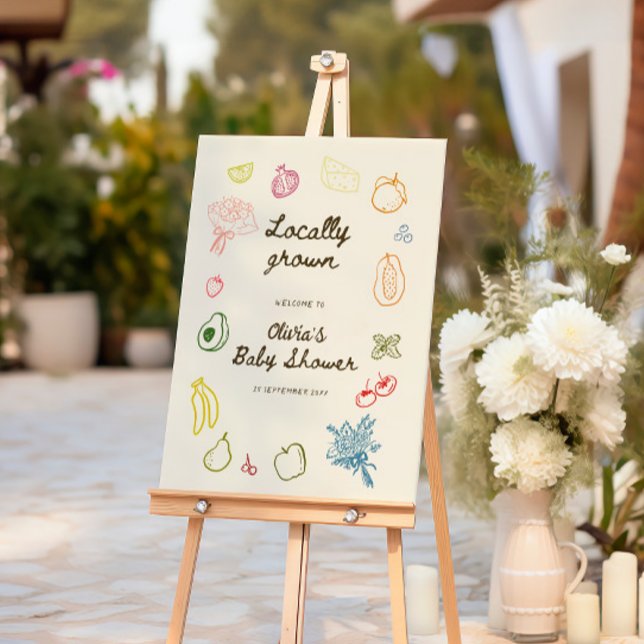 Locally Grown Hand Drawn Baby Shower Welcome Foam Board (Creator Uploaded)