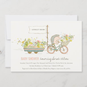 Locally Grown Hedgehog Floral Baby Shower Invite