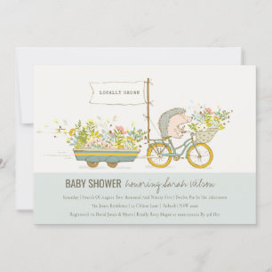 Locally Grown Hedgehog Floral Baby Shower Invite