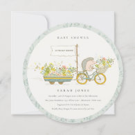 Locally Grown Hedgehog Floral Baby Shower Invite