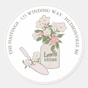 Locally Grown Little Sprout Blossom Return Address Classic Round Sticker