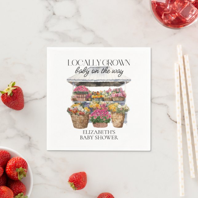 Locally Grown Market Floral Shop Girl Baby Shower  Napkins (Insitu)