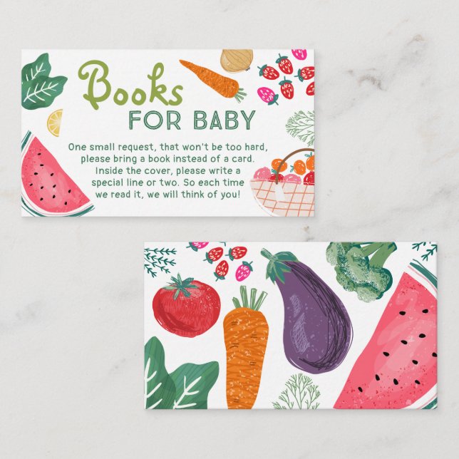 Locally Grown Organic Baby Shower Books for Baby Enclosure Card (Front/Back)