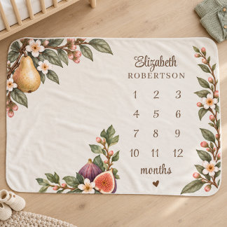 Locally Grown Pear Fig Baby Milestone Blanket