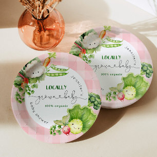 Locally grown pink baby Farmers market baby shower Paper Plates
