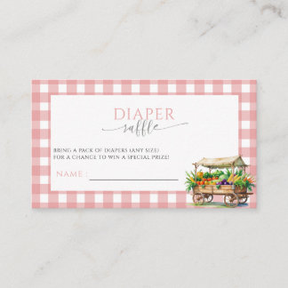 Locally Grown Pink Baby girl Shower Diaper Raffle Enclosure Card