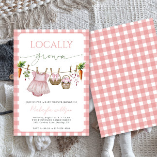 Locally Grown Pink Farmers Baby Girl Shower Invitation