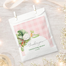 Locally grown pink girl baby shower thank you favor bag