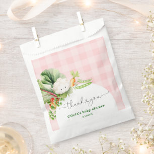 Locally grown pink girl baby shower thank you favor bag