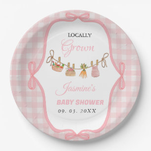 Locally grown Pink girlbaby shower Baby sprinkle Paper Plates