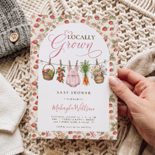 Locally Grown Pink Vegetable Baby Girl Shower Invitation