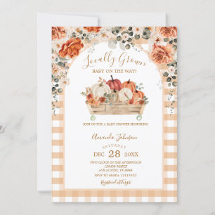 Locally Grown Pumpkin Carriage Baby Shower Invitation