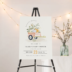 Locally Grown Pumpkin Cart Baby Shower Welcome Foam Board