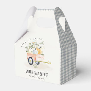 Locally Grown Pumpkin Cart Watercolor Baby Shower Favor Boxes