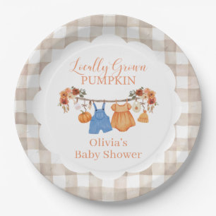 Locally grown pumpkin fall Baby Shower Paper Plates