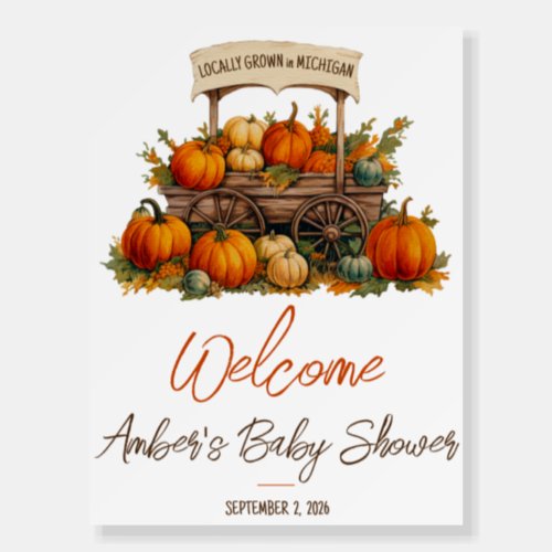 Locally Grown Pumpkin Farmers Market Baby Shower Foam Board