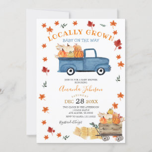 Locally Grown Pumpkin Truck Fall Boy Baby Shower Invitation
