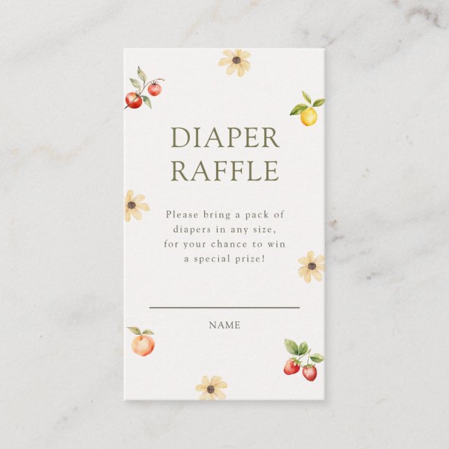 Locally Grown Rustic Baby Shower Diaper Raffle Enclosure Card (Front)