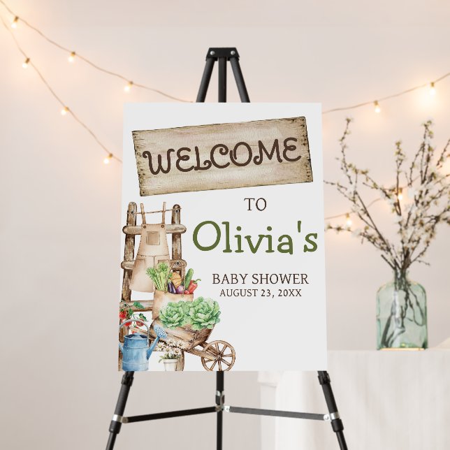 Locally Grown Rustic Baby Shower Welcome Sign (In Situ (Stand))