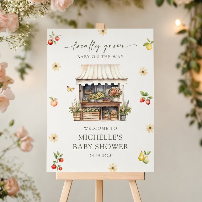 Locally Grown Rustic Boho Baby Shower Welcome Sign (Creator Uploaded)