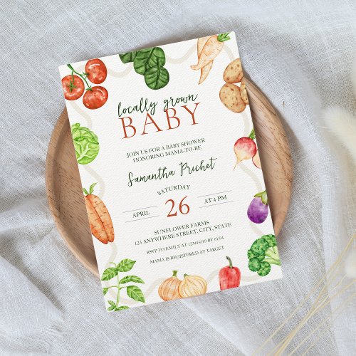 Locally Grown Rustic Farmers Market Baby Shower  Invitation
