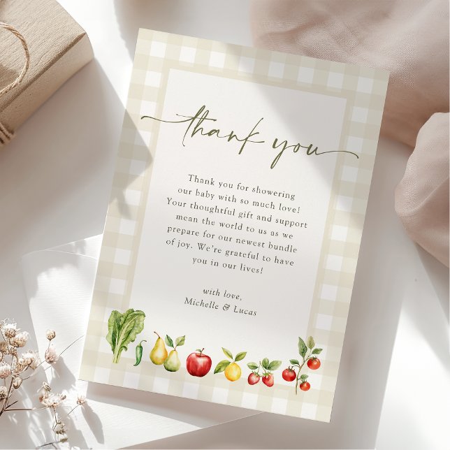Locally Grown Rustic Farmers Market Baby Shower Thank You Card (Creator Uploaded)