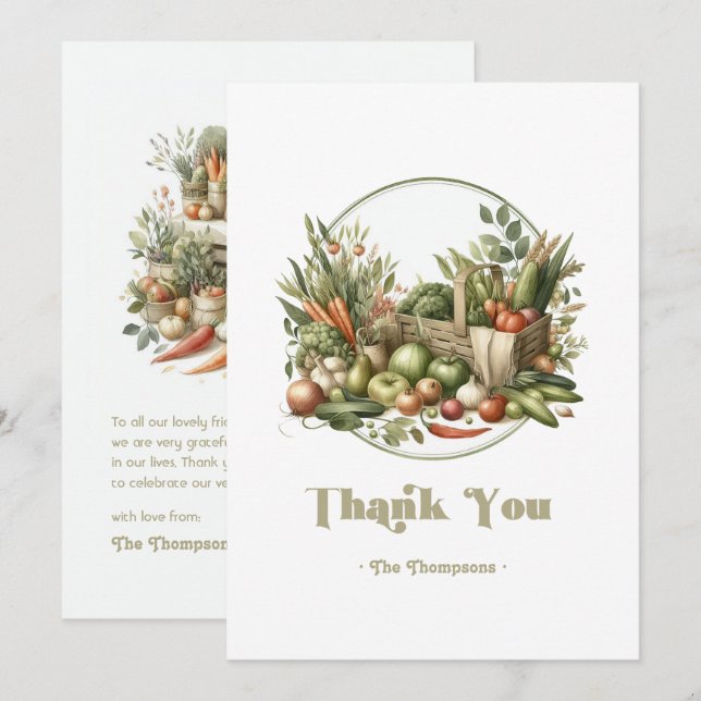 Locally Grown Rustic Farmers Market Baby Shower Thank You Card (Front/Back)