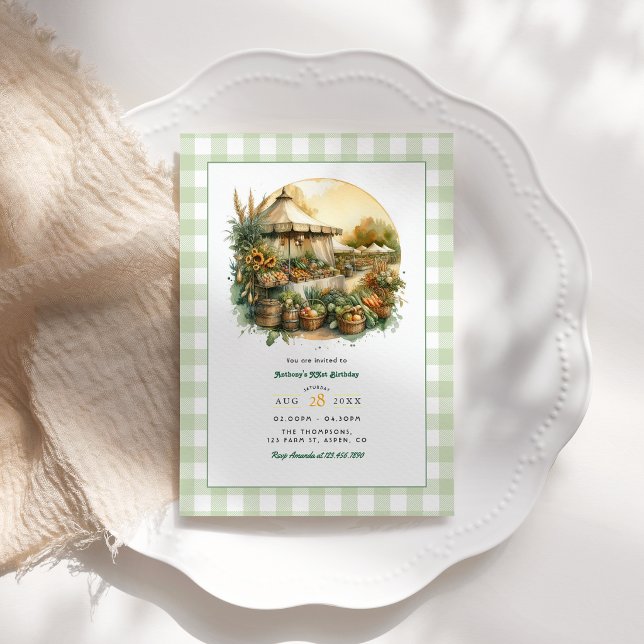 Locally Grown Rustic Farmers Market Birthday Party Invitation (Locally Grown Rustic Farmers Market Birthday Party Invitation)