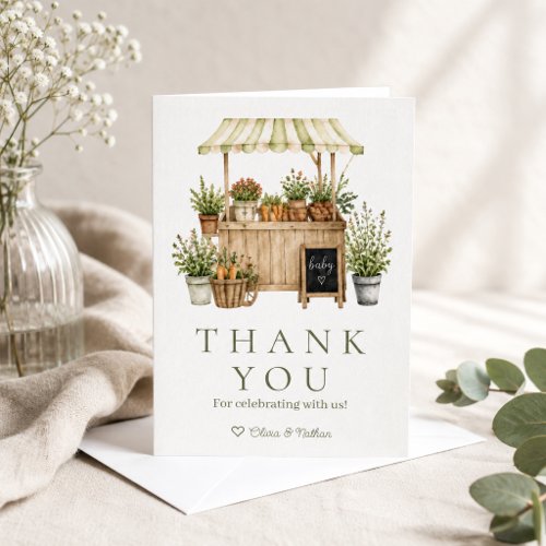 Locally Grown Sage Farmers Market Baby Shower Thank You Card