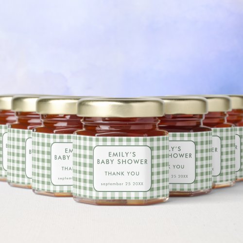 Locally Grown Sage Gingham Baby Shower Thank You