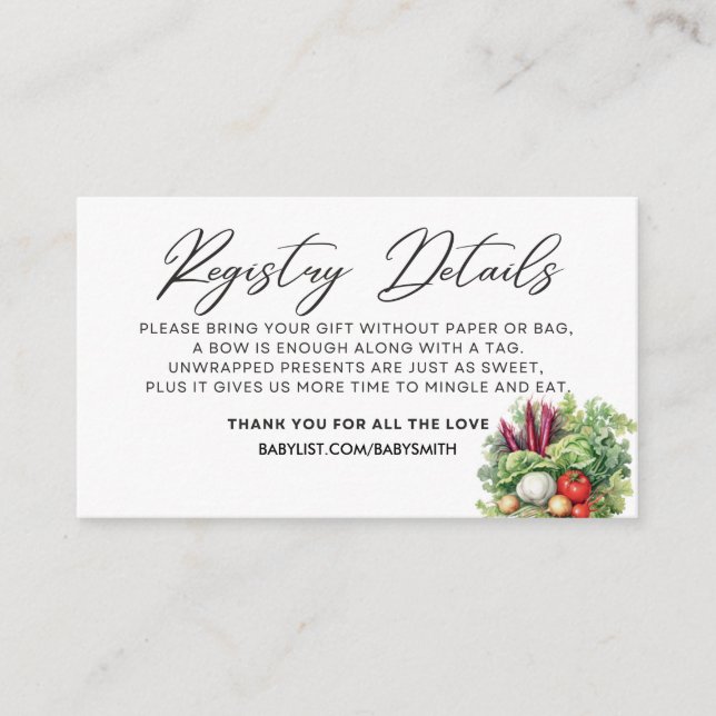 LOCALLY GROWN THEME - REGISTRY DETAILS ENCLOSURE CARD (Front)