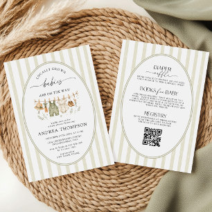 Locally Grown Twin Babies All in One Baby Shower Invitation