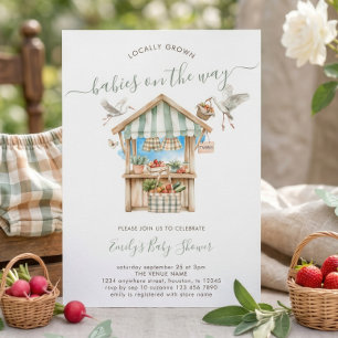 Locally Grown Twins Farmers Market Baby Shower Invitation