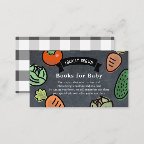 Locally Grown Vegetable Chalkboard Books for Baby Enclosure Card