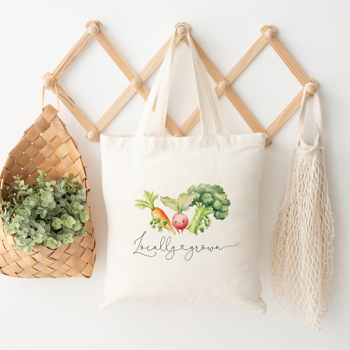Locally grown vegetables farmers market tote bag
