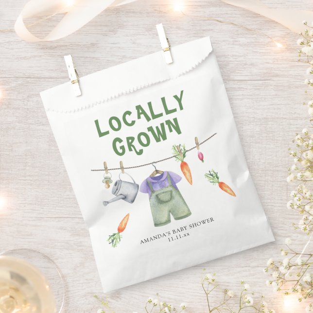 Locally grown vegetables watercolor baby shower  favor bag (Clipped)