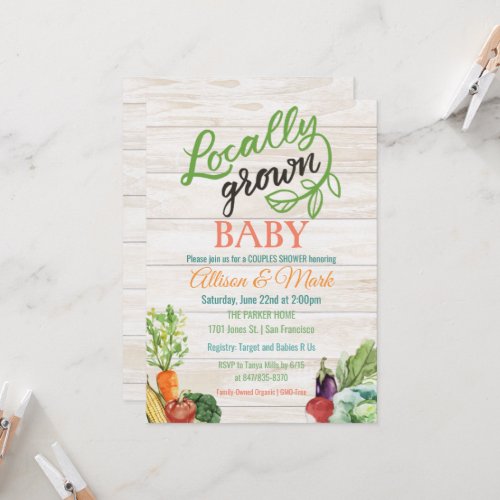 Locally Grown Vegetarian Baby Shower Invitation