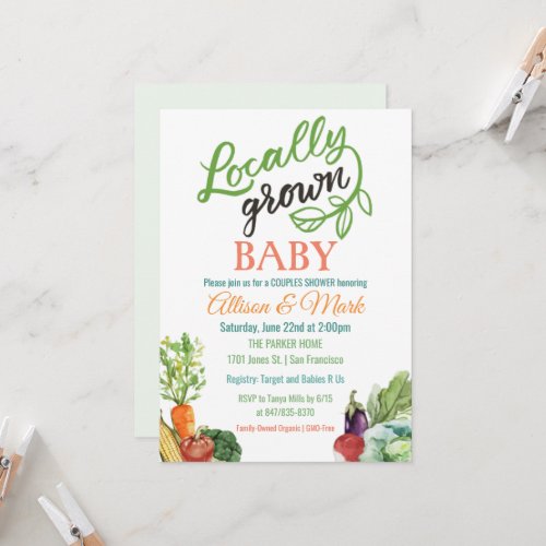 Locally Grown Vegetarian Baby Shower Invitation