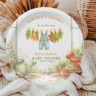 Locally Grown Veggie Clothesline Baby Shower Paper Plates