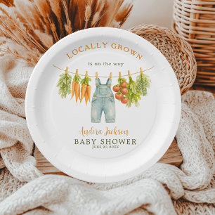 Locally Grown Veggie Clothesline Garden Baby Showe Paper Plates