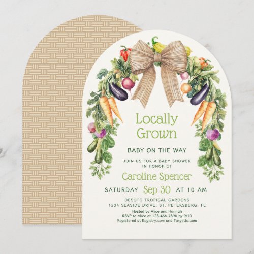 Locally Grown Veggies Arch Baby Shower Invitation