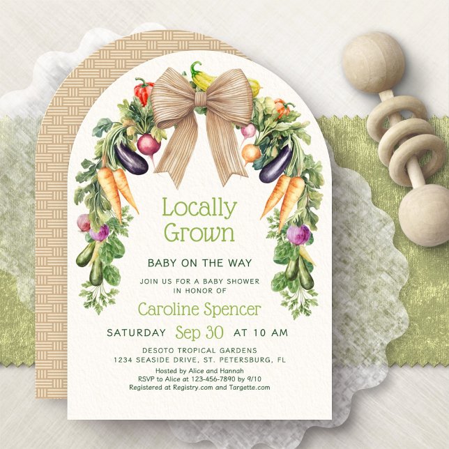 Locally Grown Veggies Arch Baby Shower Invitation (Creator Uploaded)