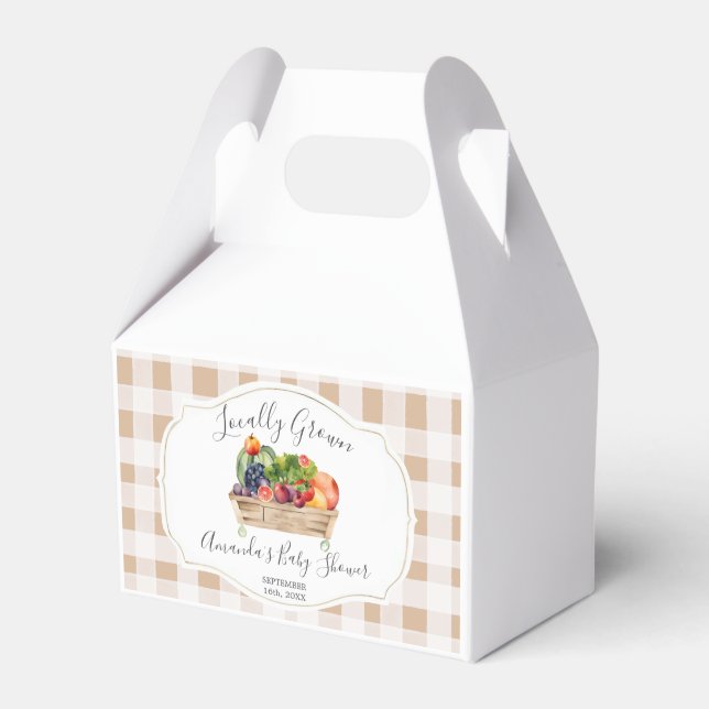 Locally Grown Veggies Farmer Market Baby Shower Favor Boxes (Front Side)