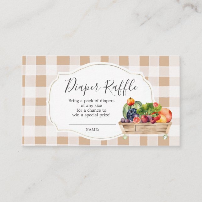 Locally Grown Veggies Farmer Market Diaper Raffle Enclosure Card (Front)