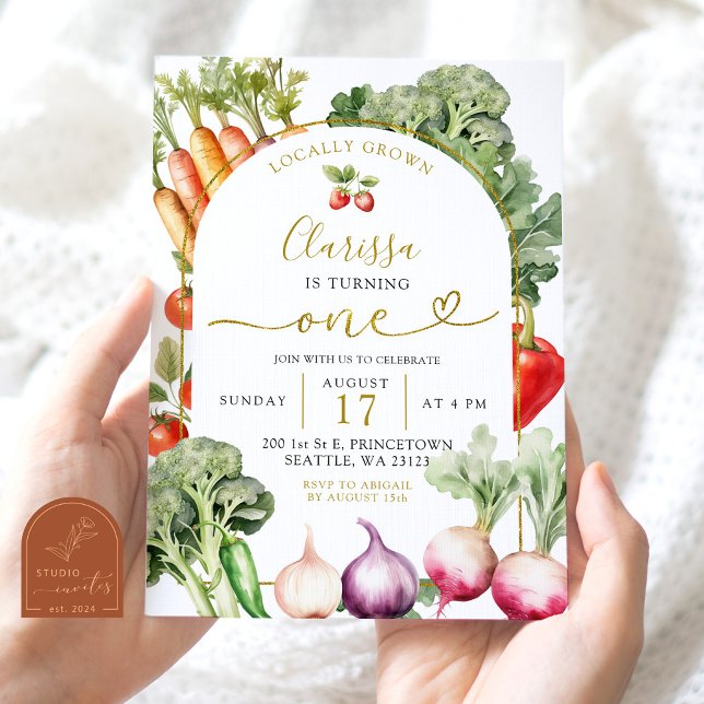 Locally Grown Veggies First Birthday Invitation (Creator Uploaded)