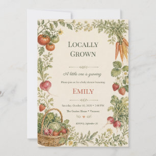 Locally Grown Watercolor Garden Baby Shower Invitation